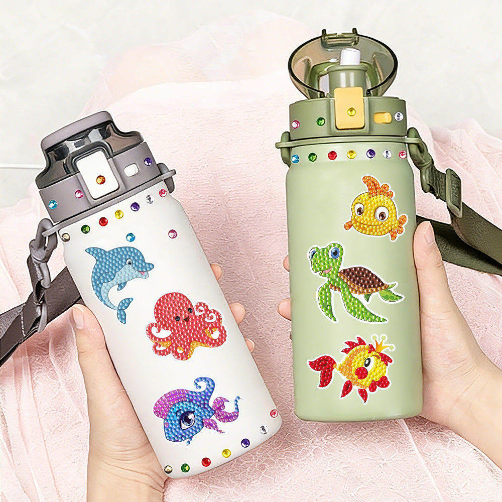 12 Stück Bunte Meerestiere Diamond Painting Abziehbilder