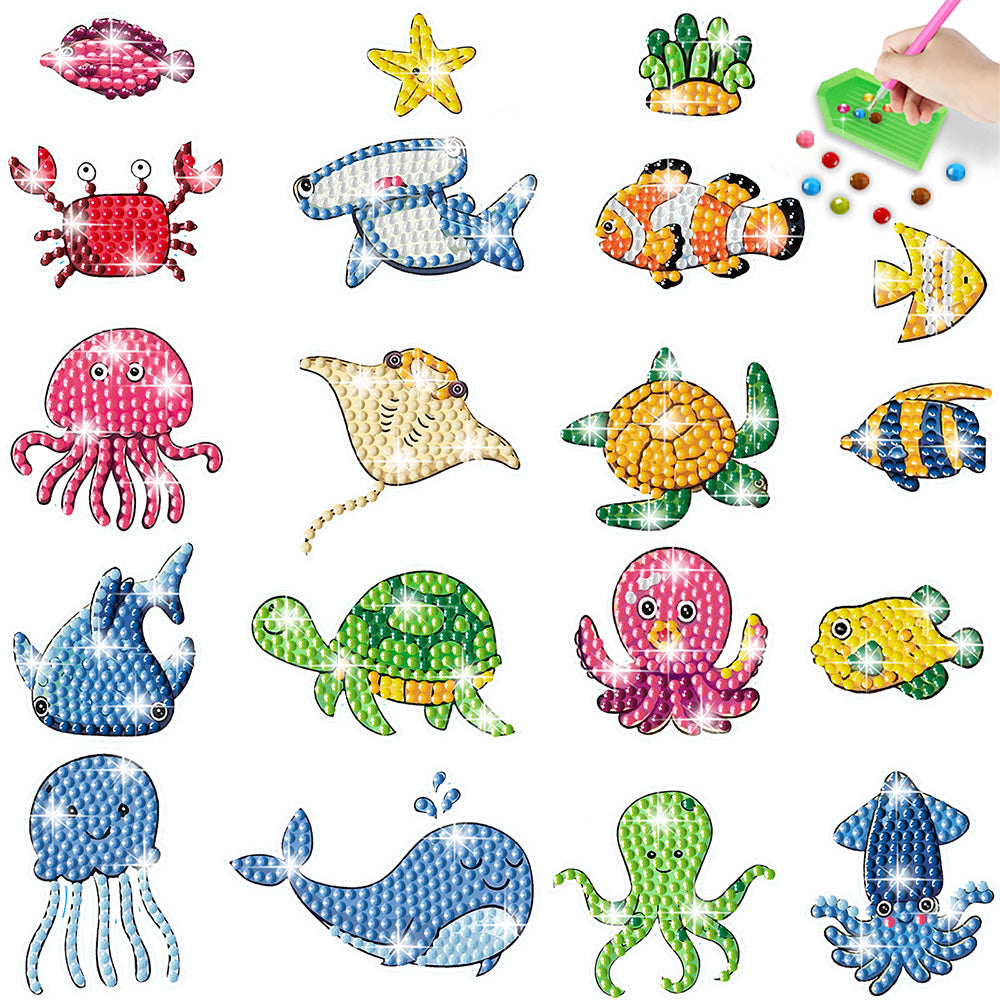 19 Stück Reichhaltige Meeresfauna Diamond Painting Abziehbilder