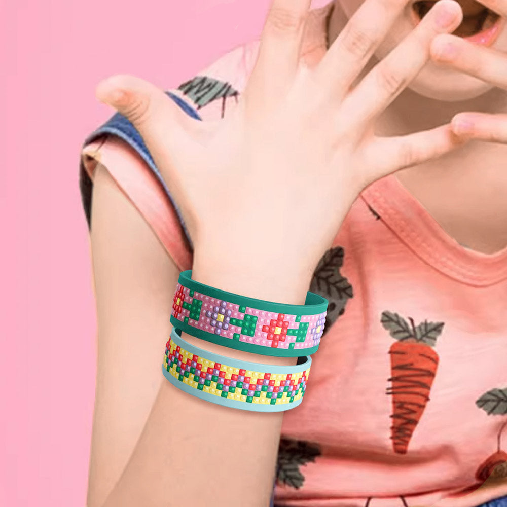 2 Stück Blumen und abstraktes Muster Diamond Painting Armband