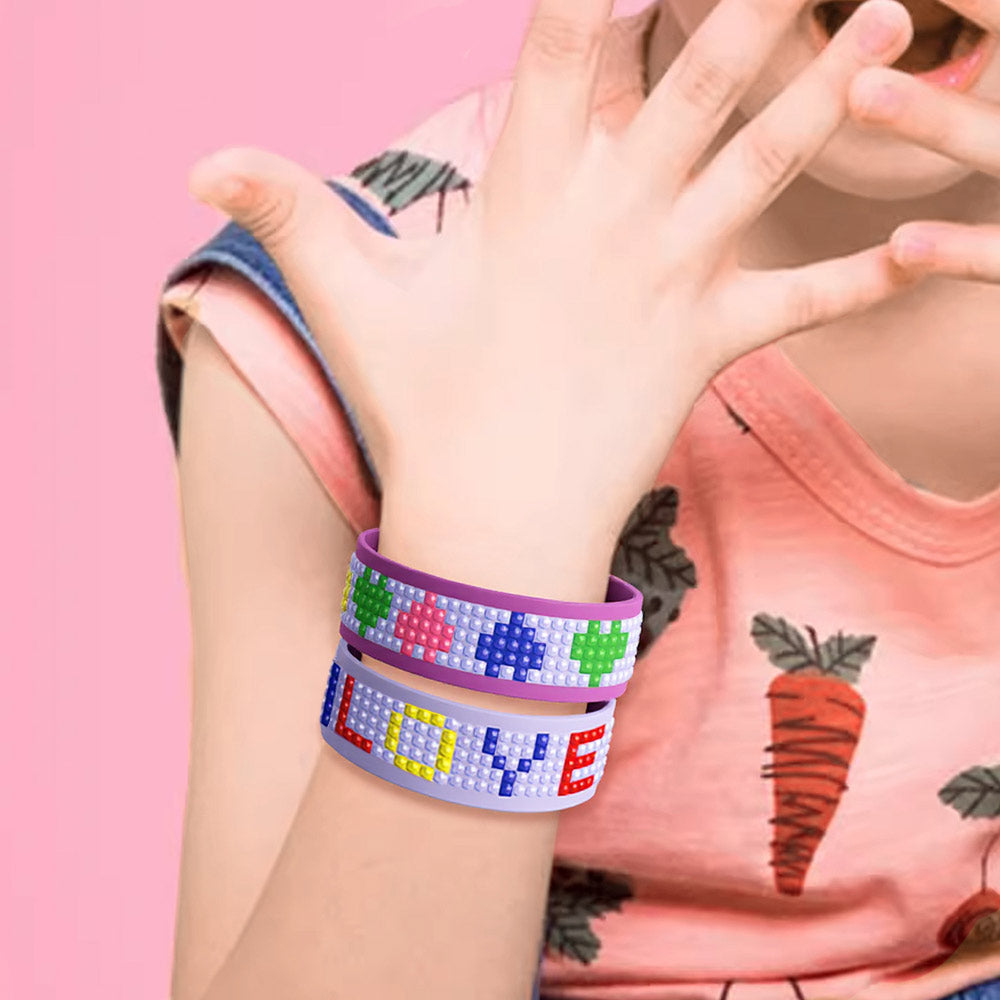 2 Stück Farbenfroh "Love" Diamond Painting Armband