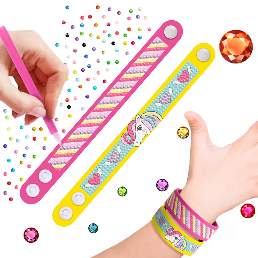 2 Stück Regenbogen und Einhorn Diamond Painting Armband