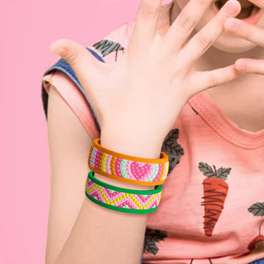 2 Stück Regenbogen und Herzmuster Diamond Painting Armband