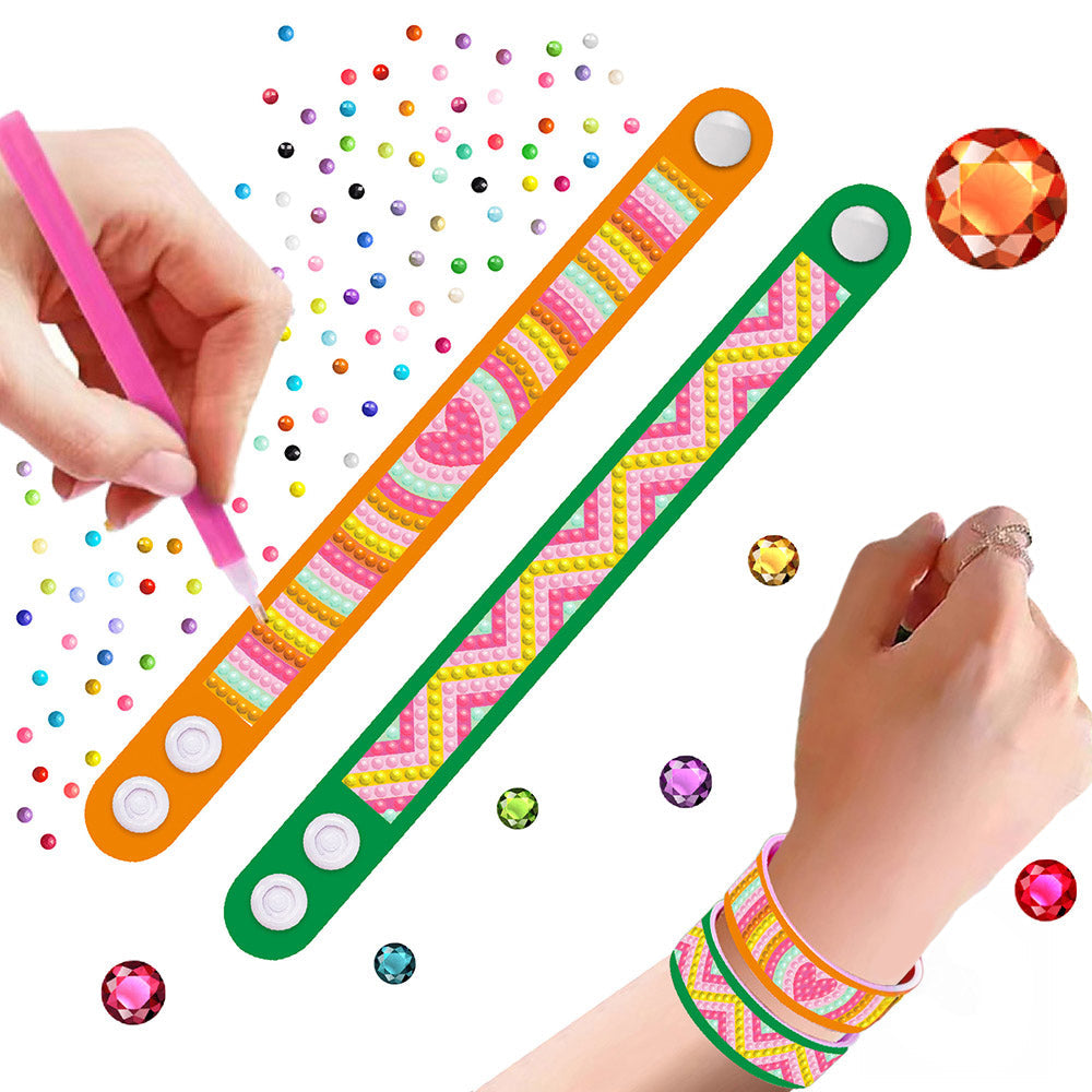 2 Stück Regenbogen und Herzmuster Diamond Painting Armband
