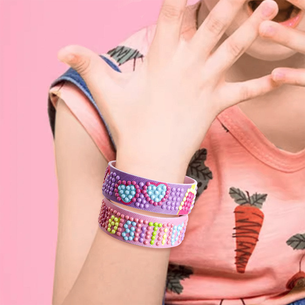 2 Stück Romantische Herzform Diamond Painting Armband