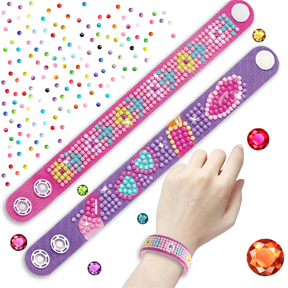 2 Stück Romantische Herzform Diamond Painting Armband