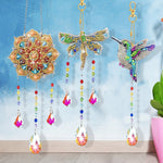 3 Stück Beidseitig Diamond Painting Sonnenfänger Kristalle Hängedekoration - Mandala, Libelle und Kolibri