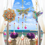 3 Stück Beidseitig Diamond Painting Sonnenfänger Kristalle Hängedekoration - Mandala, Libelle und Kolibri