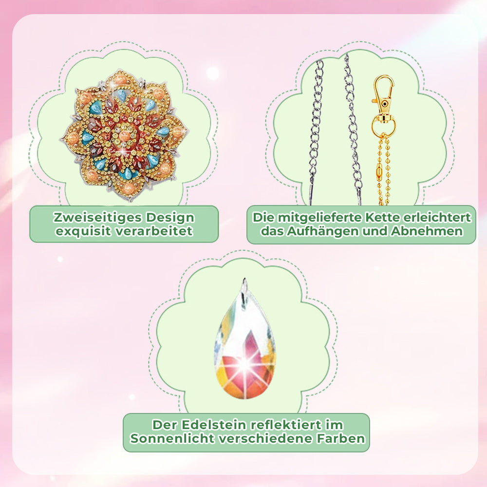 3 Stück Beidseitig Diamond Painting Sonnenfänger Kristalle Hängedekoration - Mandala, Libelle und Kolibri