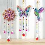3 Stück Beidseitig Diamond Painting Sonnenfänger Kristalle Hängedekoration - Mandala, Schmetterling und Kolibri