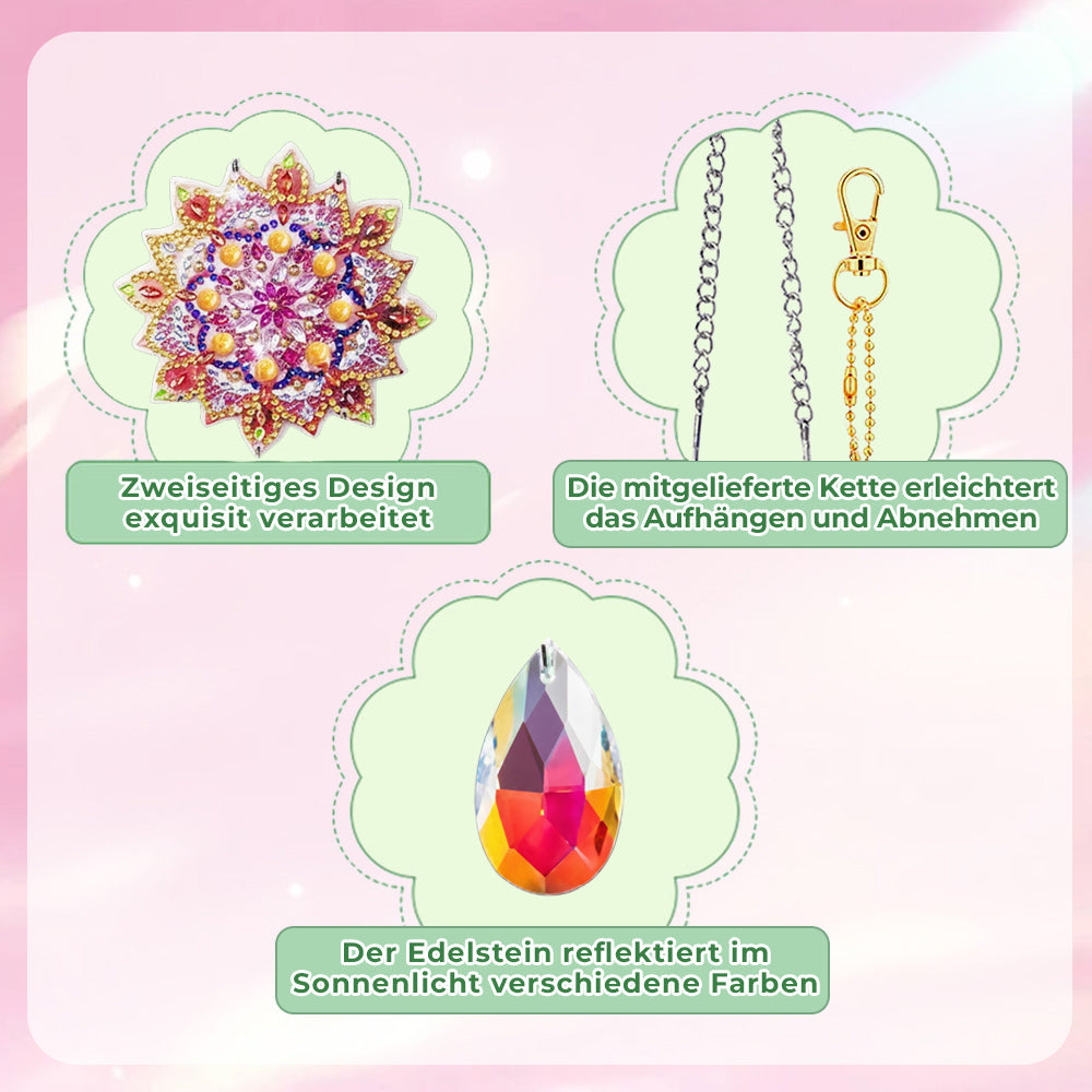 3 Stück Beidseitig Diamond Painting Sonnenfänger Kristalle Hängedekoration - Mandala, Schmetterling und Kolibri