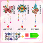 3 Stück Beidseitig Diamond Painting Sonnenfänger Kristalle Hängedekoration - Schmetterling, Mandala und Kolibri