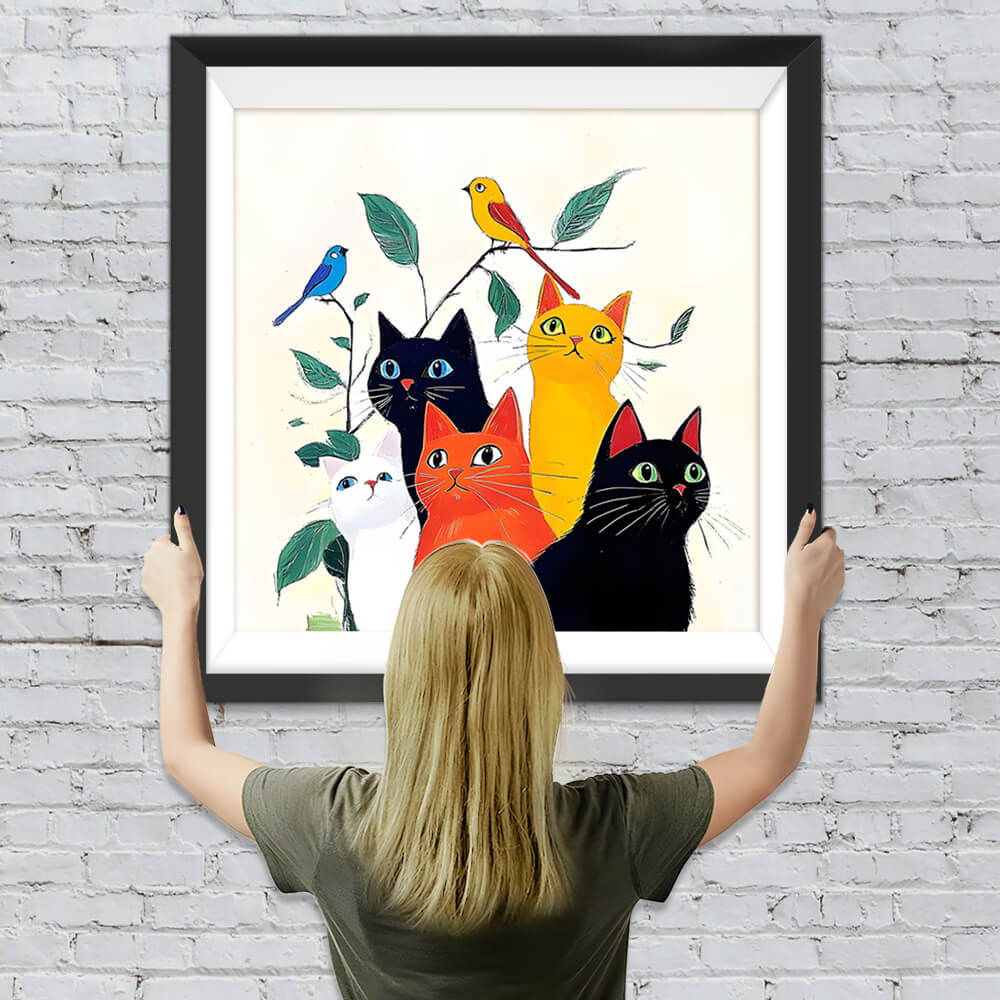 5 Katzen in verschiedenen Farben Diamond Painting