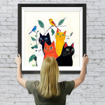 5 Katzen in verschiedenen Farben Diamond Painting