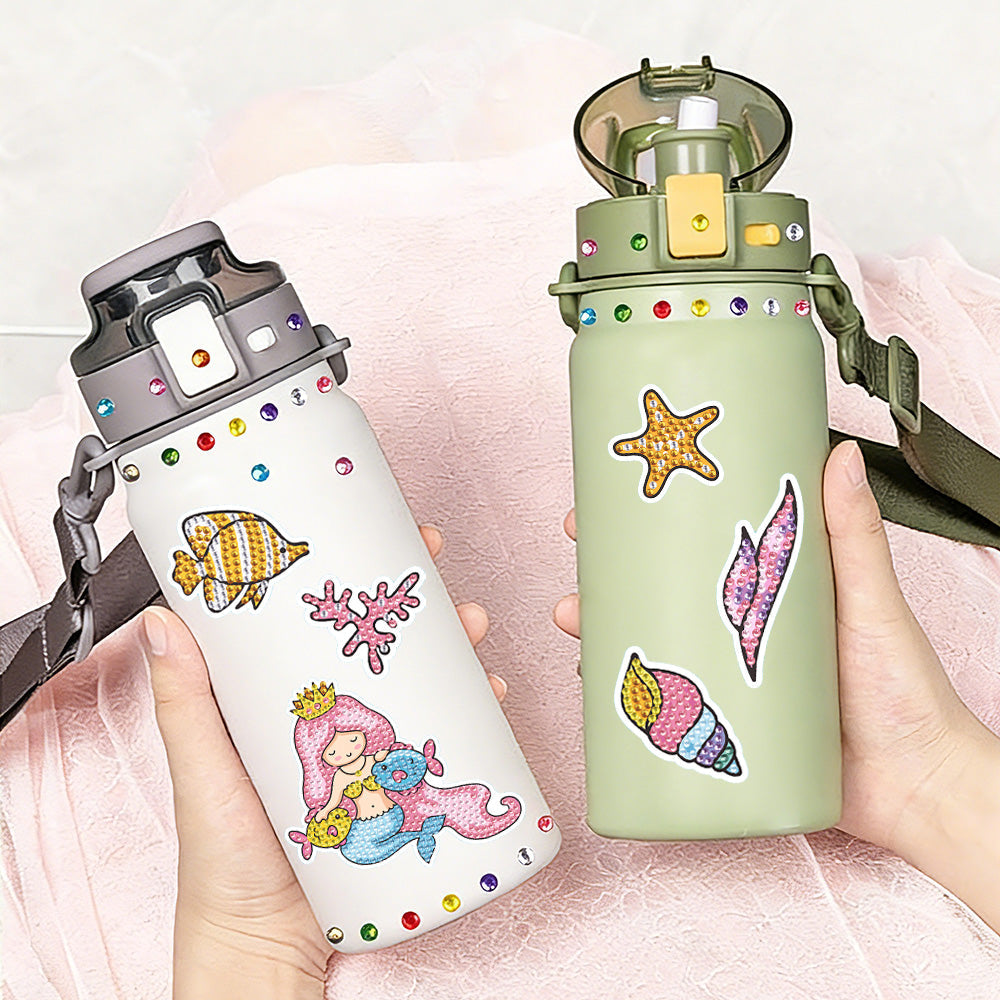 7 Stück Meerjungfrau und Muschel Diamond Painting Abziehbilder