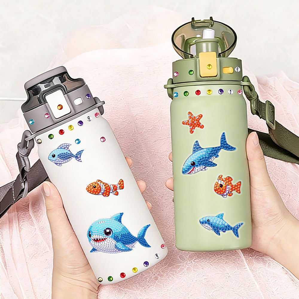 9 Stück Süße Haie und Fische Diamond Painting Abziehbilder