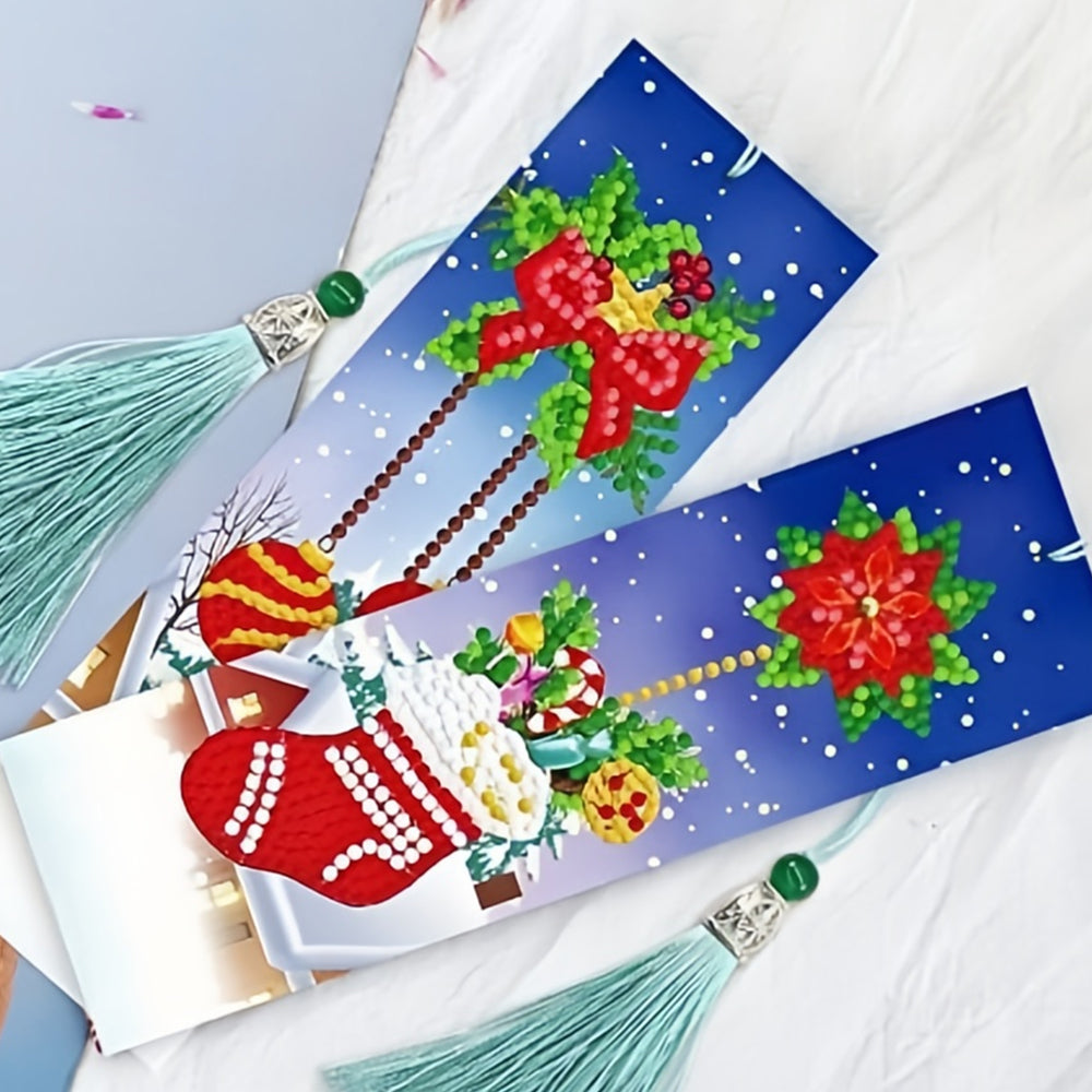 4St. Weihnachten Dekorationen Leder Lesezeichen Set Diamond Painting