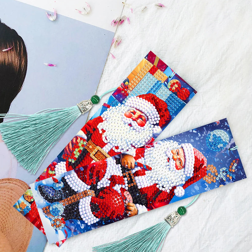 2St. Weihnachtsmann Leder Lesezeichen Set Diamond Painting