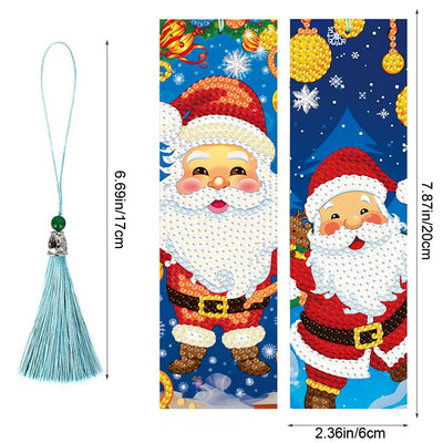 2St. Cartoon Weihnachtsmann Leder Lesezeichen Set Diamond Painting