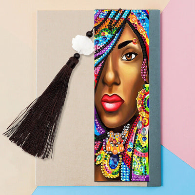 2St. Afrikanische Frau Leder Lesezeichen Set Diamond Painting