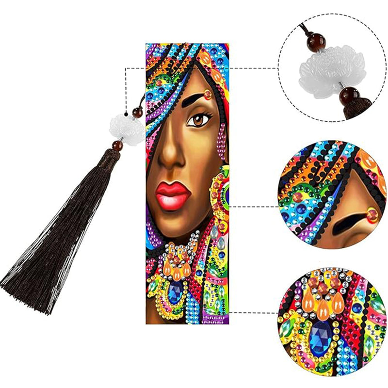 2St. Afrikanische Frau Leder Lesezeichen Set Diamond Painting