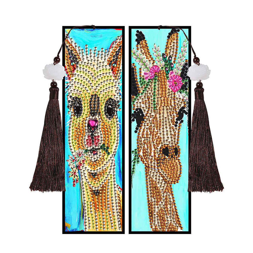 2St. Giraffe und Alpaka Leder Lesezeichen Set Diamond Painting