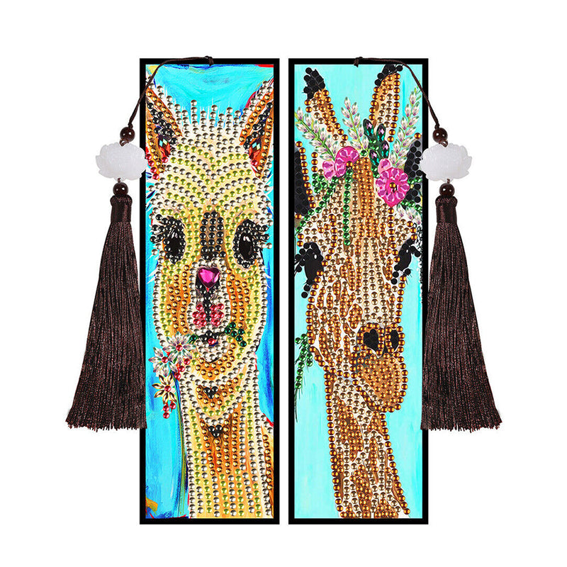 2St. Giraffe und Alpaka Leder Lesezeichen Set Diamond Painting