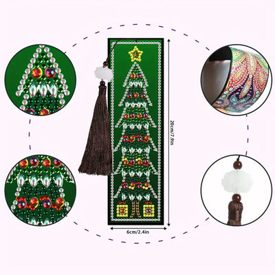 2/4St. Weihnachtsbaum Leder Lesezeichen Set Diamond Painting