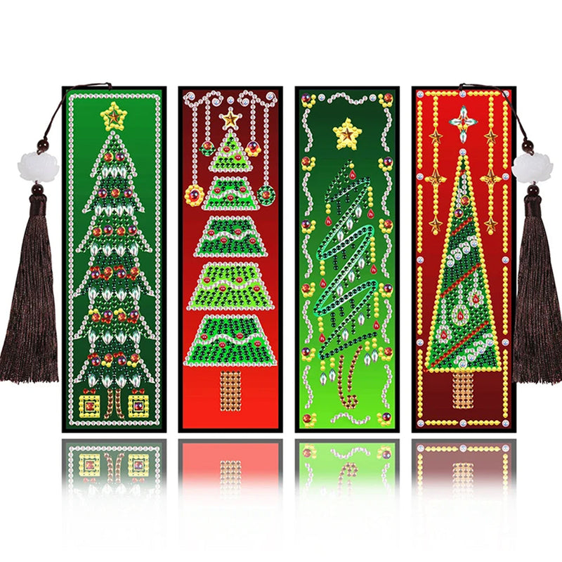 2/4St. Weihnachtsbaum Leder Lesezeichen Set Diamond Painting