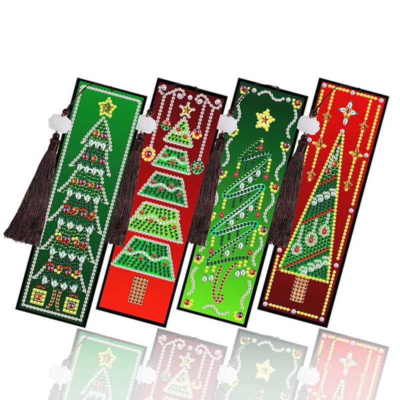 2/4St. Weihnachtsbaum Leder Lesezeichen Set Diamond Painting