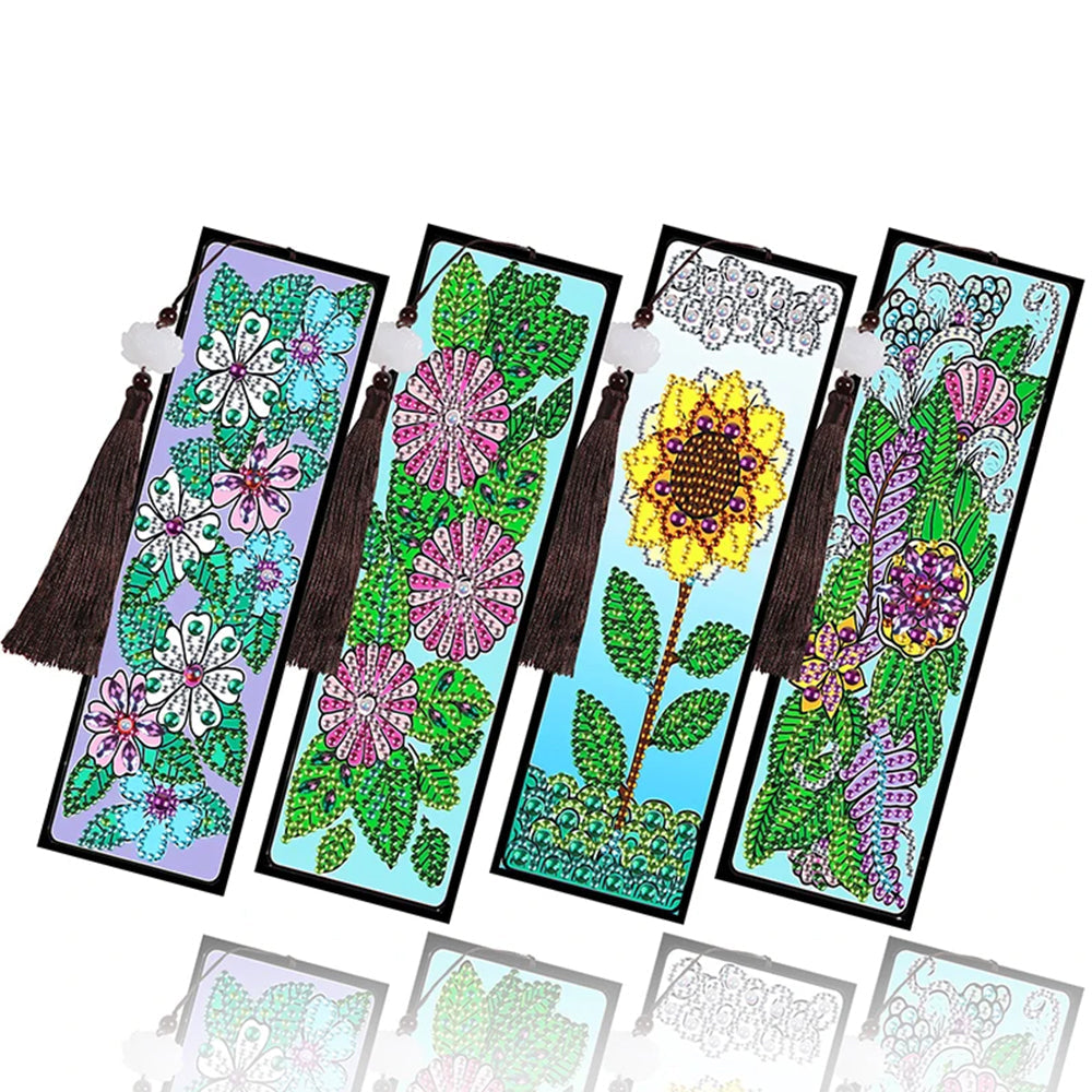 2/4St. Sonnenblumen und Chrysanthemen Leder Lesezeichen Set Diamond Painting