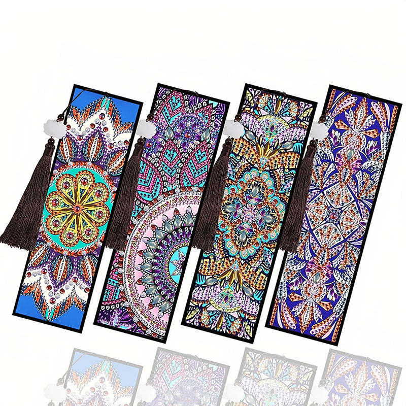 2/4St. Buntes Mandala Leder Lesezeichen Set Diamond Painting