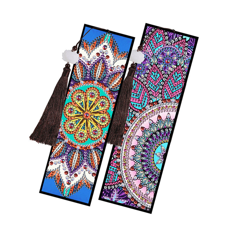 2/4St. Buntes Mandala Leder Lesezeichen Set Diamond Painting