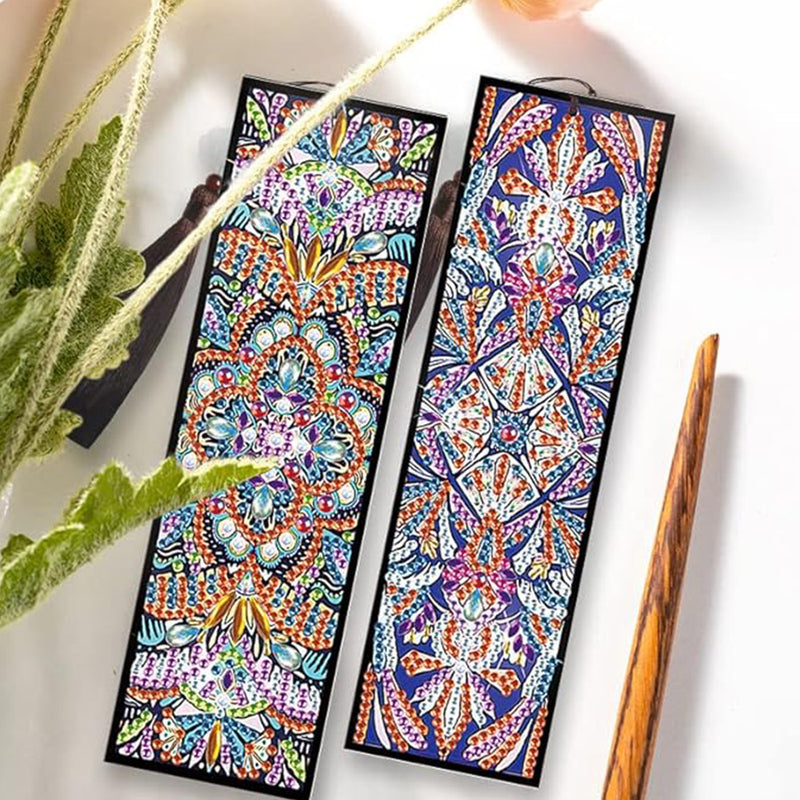 2/4St. Buntes Mandala Leder Lesezeichen Set Diamond Painting