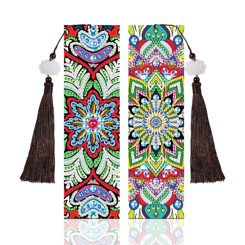 2/4St. Abstraktes Mandala Leder Lesezeichen Set Diamond Painting