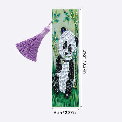 Panda isst Bambus Leder Lesezeichen Diamond Painting