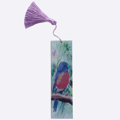 Blauer und Roter Vogel Leder Lesezeichen Diamond Painting