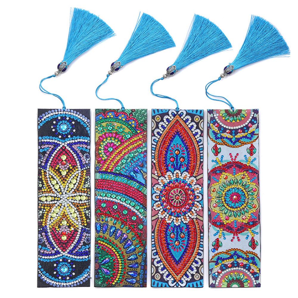 4St. Buntes Mandala Leder Lesezeichen Set Diamond Painting