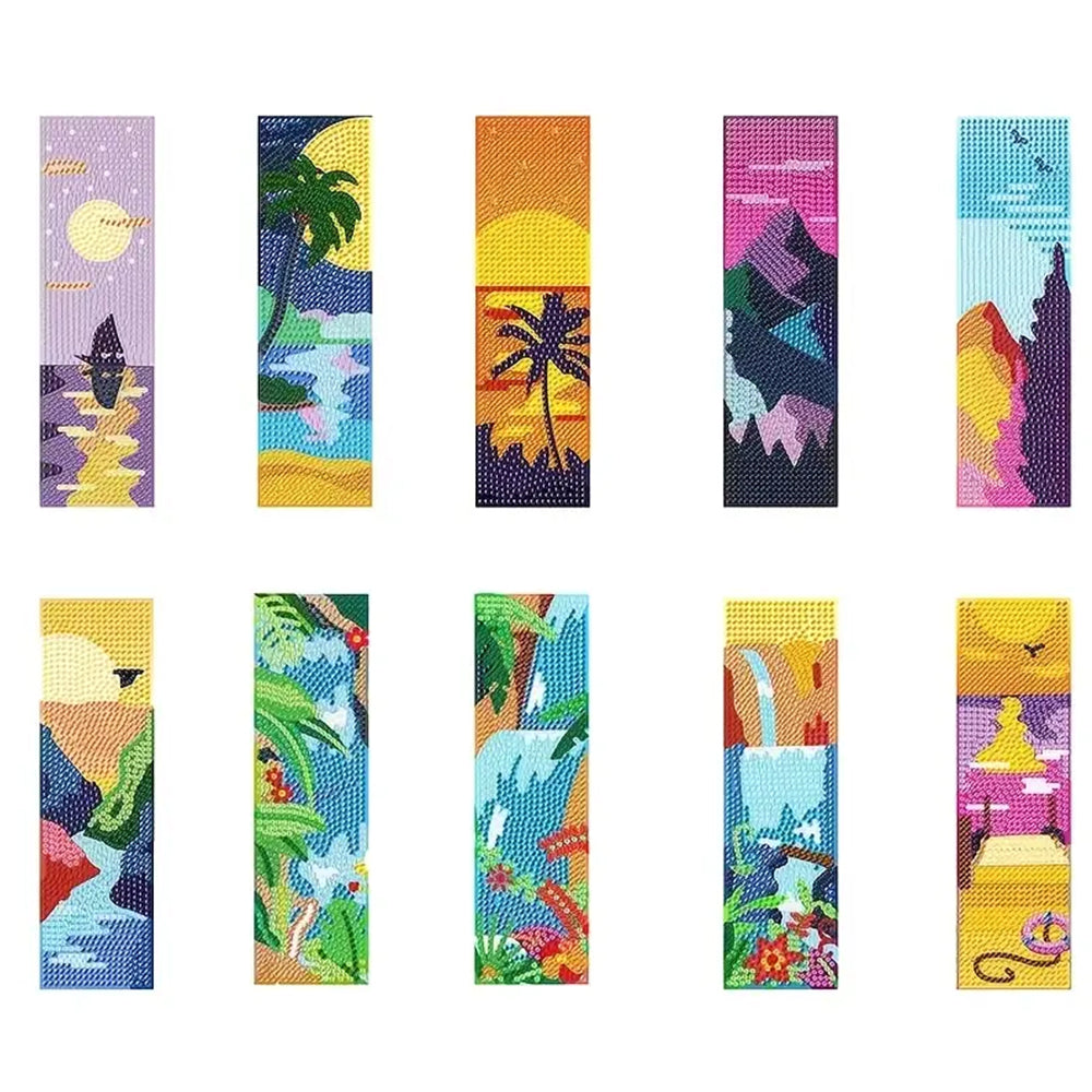 10St. Landschaft Wasserfall Acryl Lesezeichen Set Diamond Painting