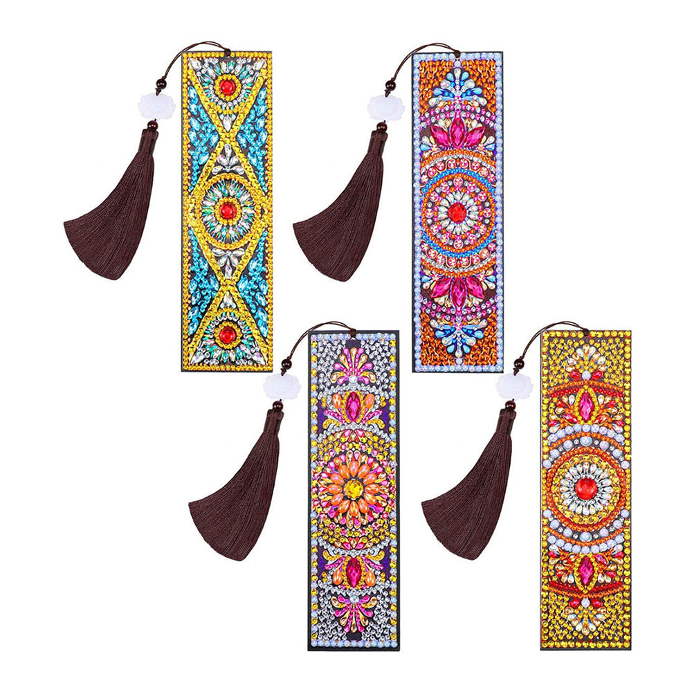 4St. Abstraktes Mandala Leder Lesezeichen Set Diamond Painting