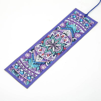 Blau Lila Mandala Leder Lesezeichen Diamond Painting