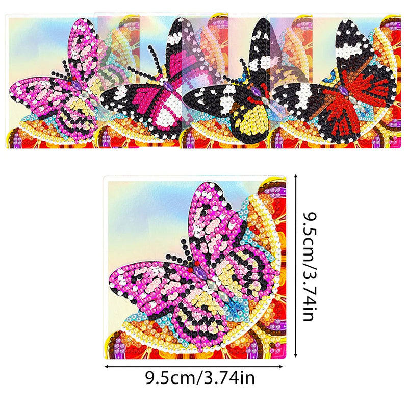 4St. Schwarz und Rot Schmetterling PU Ecke Abdeckung Lesezeichen Set Diamond Painting