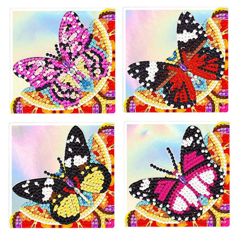 4St. Schwarz und Rot Schmetterling PU Ecke Abdeckung Lesezeichen Set Diamond Painting