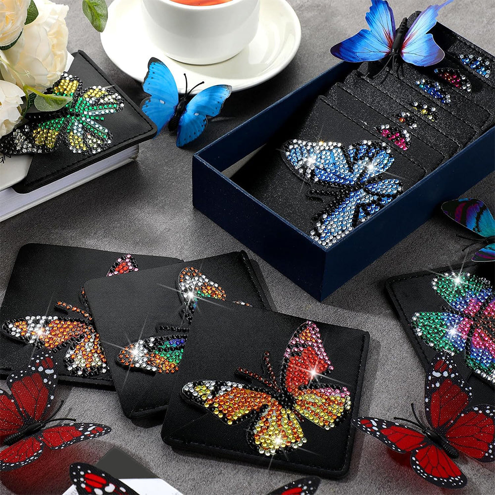 12St. Schmetterling in der Dunkelheit PU Ecke Abdeckung Lesezeichen Set Diamond Painting