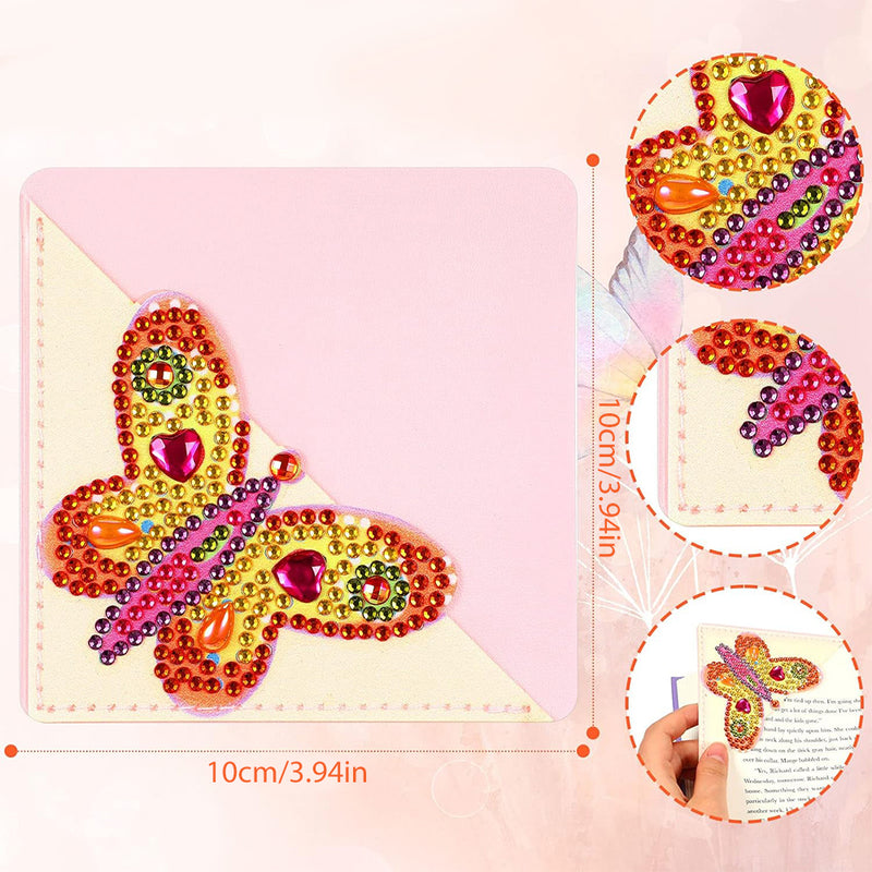 6St. Lebensechte Schmetterling PU Ecke Abdeckung Lesezeichen Set Diamond Painting