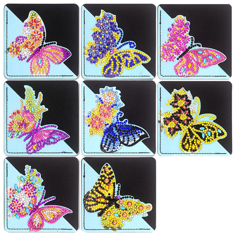 8St. Bunter Schmetterling PU Ecke Abdeckung Lesezeichen Set Diamond Painting