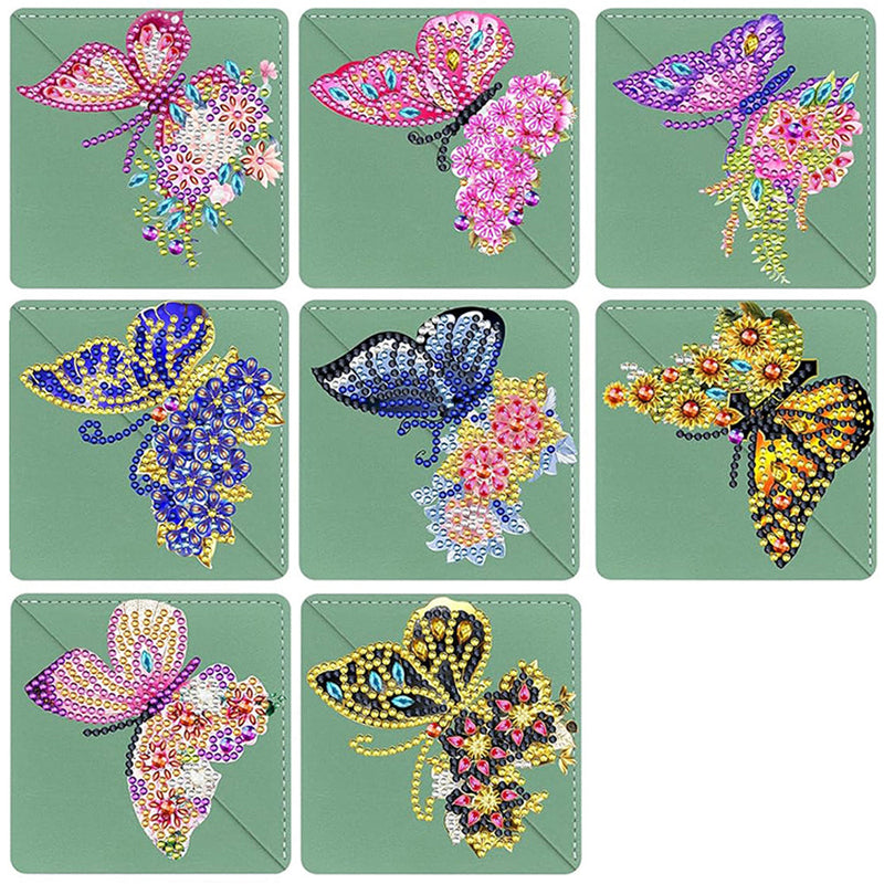 8St. Frühling Schmetterling PU Ecke Abdeckung Lesezeichen Set Diamond Painting