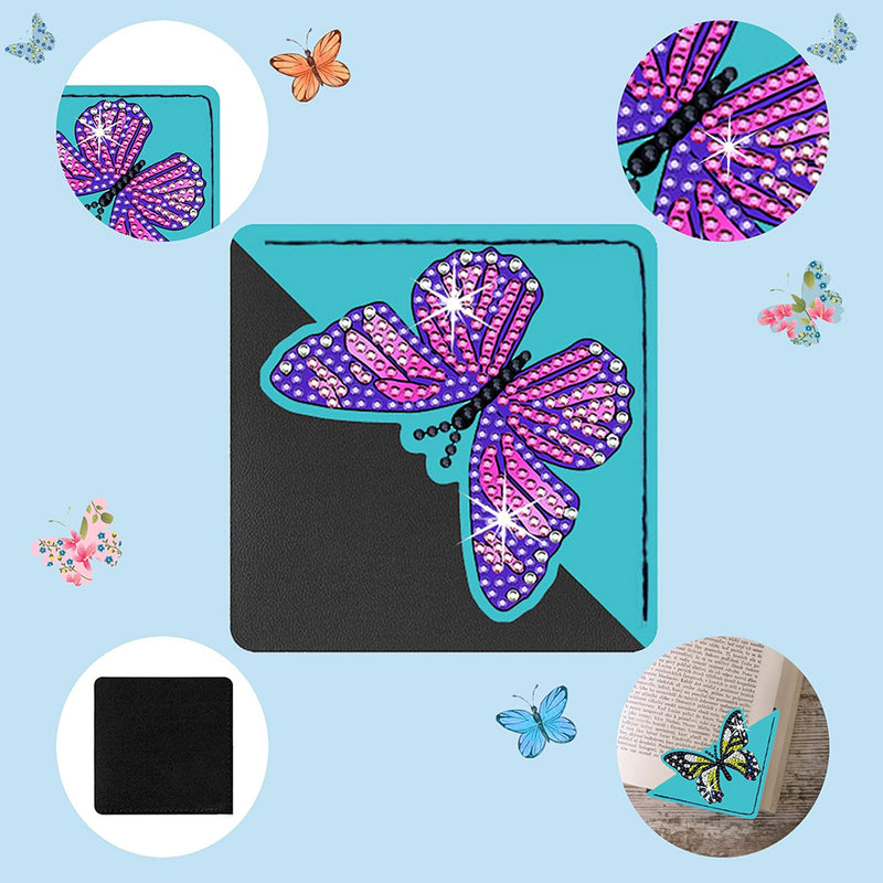 8St. Fliegender Schmetterling PU Ecke Abdeckung Lesezeichen Set Diamond Painting