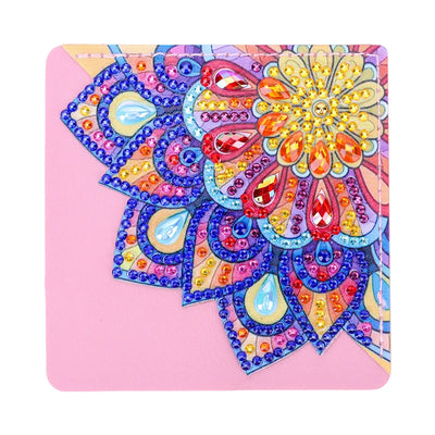 8St. Brillante Mandala Blume PU Ecke Abdeckung Lesezeichen Set Diamond Painting