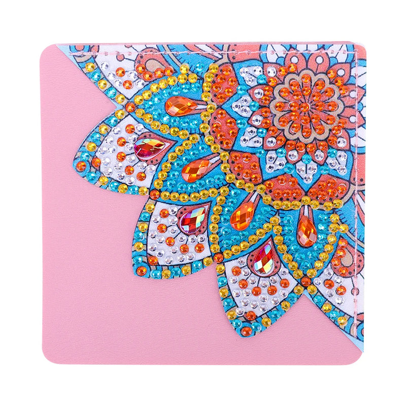 8St. Brillante Mandala Blume PU Ecke Abdeckung Lesezeichen Set Diamond Painting