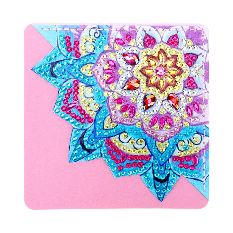 8St. Schöne Mandala Blume PU Ecke Abdeckung Lesezeichen Set Diamond Painting